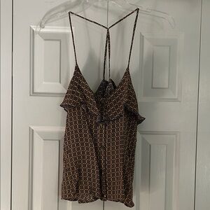 Happening in the Present Geometric Camisole - Black and Brown